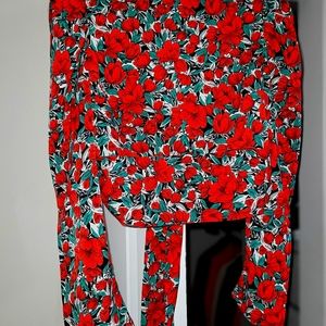 Tie Back Floral Print Crop Top